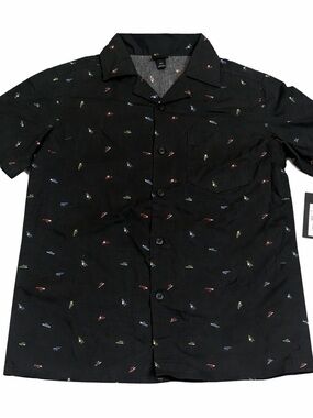 NWT:Art Class Black Short Sleeve Button Down Sneaker Shirt Size Large(10/12)D